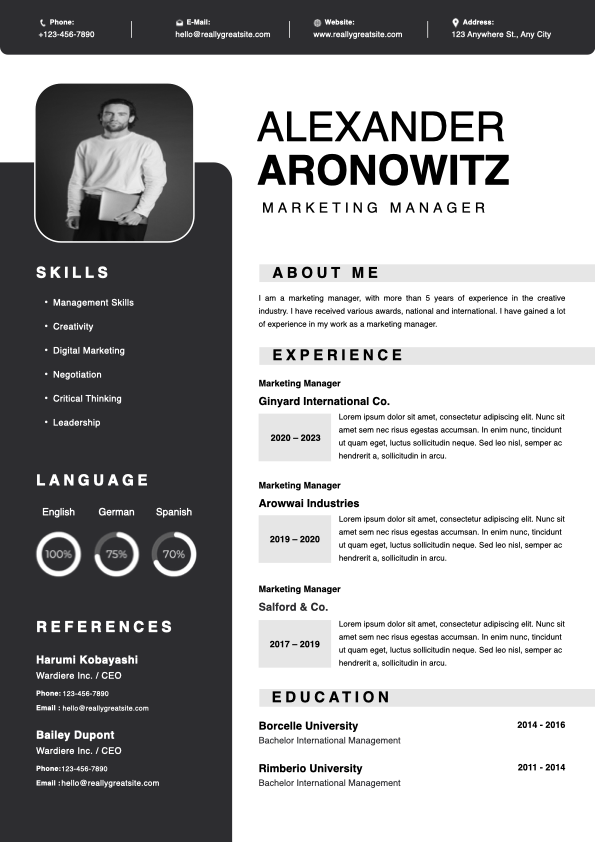 black monochrome professional resume.001
