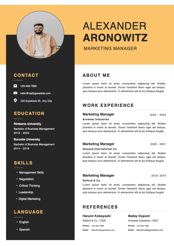yellow and black modern resume.001